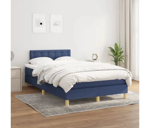 Lova Su Spyruoklėmis Ir Čiužiniu, Mėlyna, 120X200 cm Audinys