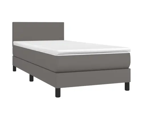 Atsperu Gulta Ar Matraci, Pelēka, 80X200 Cm, Mākslīgā Āda Vidaxl
