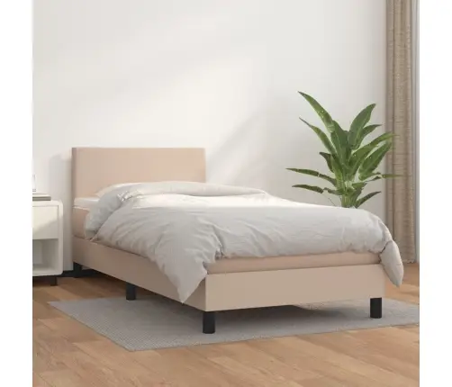 Kontinentaalvoodi Madratsiga, Cappuccino, 90X190 cm Kunstnahk