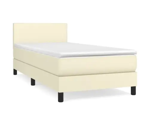 Atsperu Gulta Ar Matraci, Krēmkrāsas, 100X200 Cm, Mākslīgā Āda Vidaxl