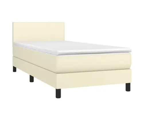 Atsperu Gulta Ar Matraci, Krēmkrāsas, 100X200 Cm, Mākslīgā Āda Vidaxl