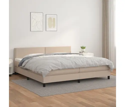 Atsperu Gulta Ar Matraci, Kapučīno, 200X200 Cm, Mākslīgā Āda Vidaxl