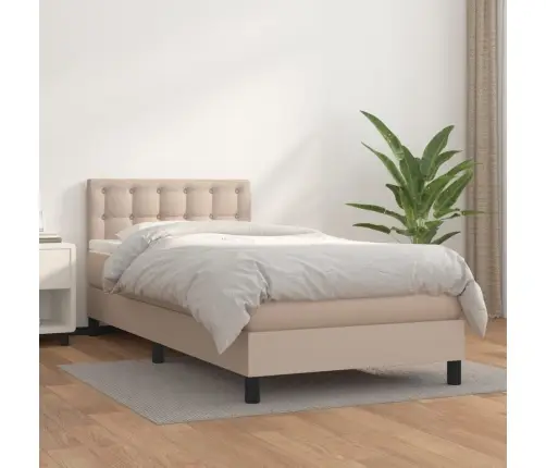 Lova Su Spyruoklėmis/Čiužiniu, Kapučino, 90X190cm Dirbtinė Oda