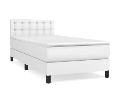 Kontinentaalvoodi Madratsiga, Valge, 90X200 cm Kunstnahk