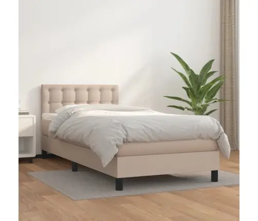 Lova Su Spyruoklėmis/Čiužiniu, Kapučino,100X200cm Dirbtinė Oda