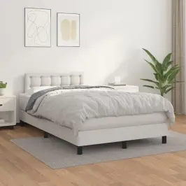 Atsperu Gulta Ar Matraci, Balta, 120X200 Cm, Mākslīgā Āda Vidaxl Atsperu Gulta Ar Matraci, Balta, 120X200 Cm, Mākslīgā Āda Vidaxl