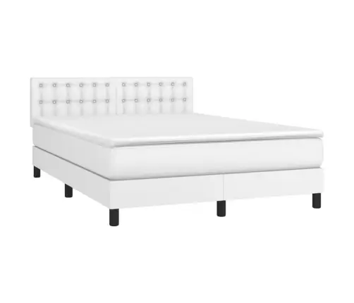 Kontinentaalvoodi Madratsiga, Valge, 140X190 cm Kunstnahk