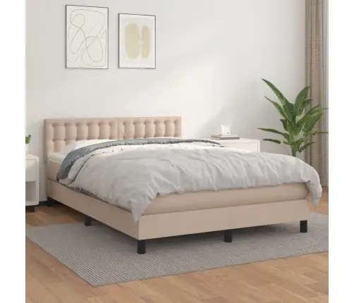 Atsperu Gulta Ar Matraci, Kapučīno, 140X190 Cm, Mākslīgā Āda Vidaxl