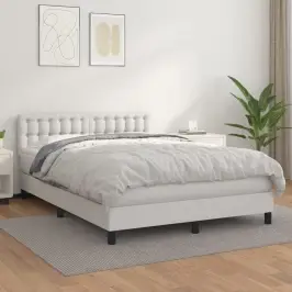 Atsperu Gulta Ar Matraci, Balta, 140X200 Cm, Mākslīgā Āda Vidaxl Atsperu Gulta Ar Matraci, Balta, 140X200 Cm, Mākslīgā Āda Vidaxl
