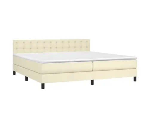 Kontinentaalvoodi Madratsiga, Kreemjas, 200X200 cm Kunstnahk