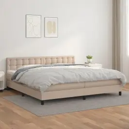 Atsperu Gulta Ar Matraci, Kapučīno, 200X200 Cm, Mākslīgā Āda Vidaxl