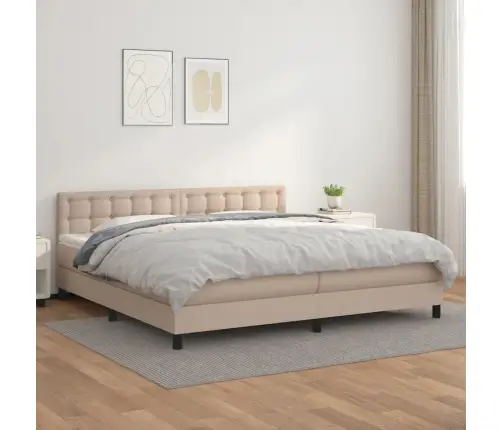 Atsperu Gulta Ar Matraci, Kapučīno, 200X200 Cm, Mākslīgā Āda Vidaxl