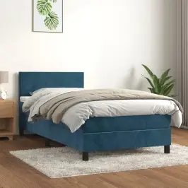 Atsperu Gulta Ar Matraci, Tumši Zils Samts, 100X200 Cm Vidaxl Atsperu Gulta Ar Matraci, Tumši Zils Samts, 100X200 Cm Vidaxl