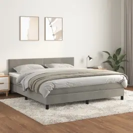 Atsperu Gulta Ar Matraci, Gaiši Pelēka Samts, 160X200 Cm Vidaxl