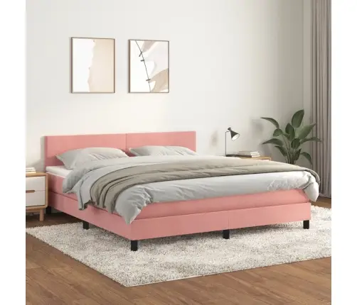 Kontinentaalvoodi Madratsiga, Roosa, 180X200 cm Samet