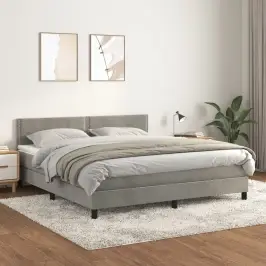 Atsperu Gulta Ar Matraci, Gaiši Pelēka Samts, 160X200 Cm Vidaxl