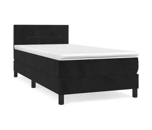 Atsperu Gulta Ar Matraci, Melna Samts, 90X190 Cm Vidaxl