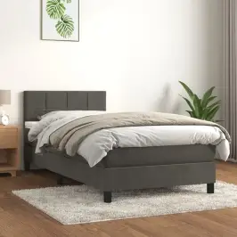Atsperu Gulta Ar Matraci, Tumši Pelēka Samts, 100X200 Cm Vidaxl Atsperu Gulta Ar Matraci, Tumši Pelēka Samts, 100X200 Cm Vidaxl