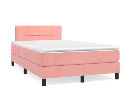 Atsperu Gulta Ar Matraci, Rozā Samts, 120X200 Cm Vidaxl