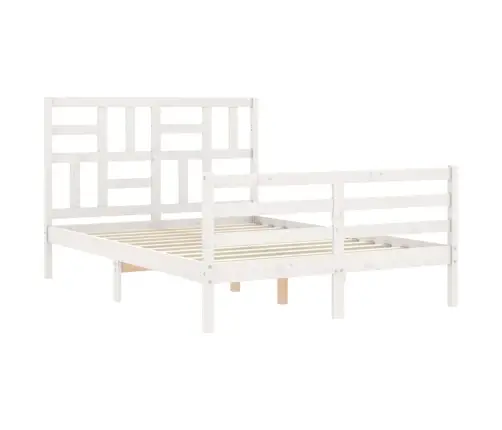 Voodiraam Peatsiga, Valge, 140 X 200 cm Täispuit