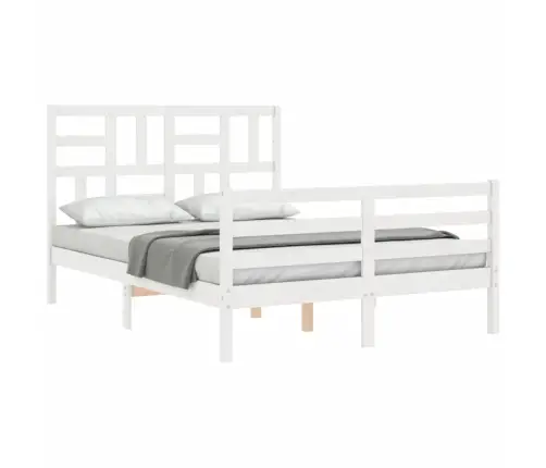 Voodiraam Peatsiga, Valge, 140 X 200 cm Täispuit