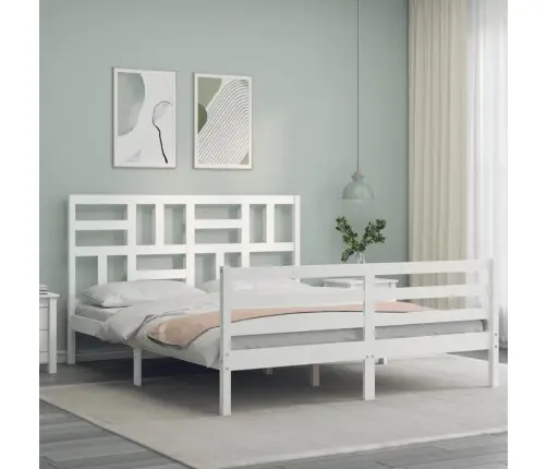 Voodiraam Peatsiga, Valge, Täispuit