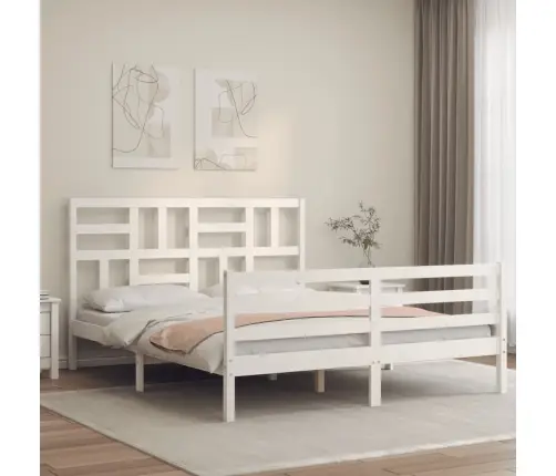 Voodiraam Peatsiga, Valge, Täispuit