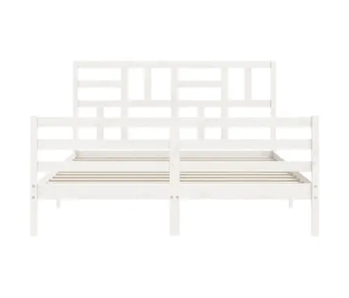 Gultas Rāmis Ar Galvgali, 160X200 Cm, Masīvkoks, Balts Vidaxl