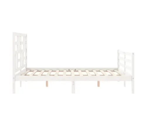 Gultas Rāmis Ar Galvgali, 160X200 Cm, Masīvkoks, Balts Vidaxl