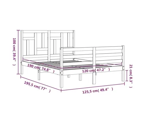Gultas Rāmis Ar Galvgali, Divvietīgs, Masīvkoks Vidaxl