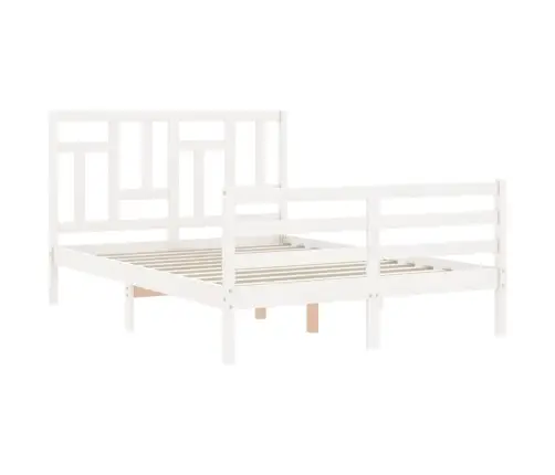 Gultas Rāmis Ar Galvgali, Balts, Divvietīgs, Masīvkoks Vidaxl