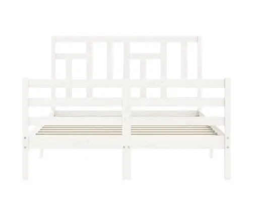 Gultas Rāmis Ar Galvgali, Balts, Divvietīgs, Masīvkoks Vidaxl