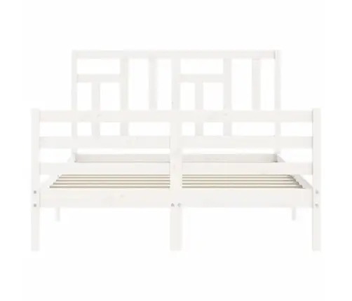 Voodiraam Peatsiga, Valge, 140 X 190 cm Täispuit