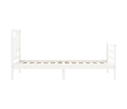 Gultas Rāmis Ar Galvgali, Balts, Masīvkoks, 90X200 Cm Vidaxl