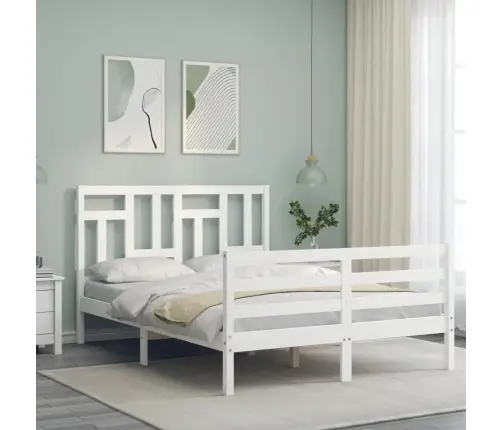 Lovos Rėmas Su Galvūgaliu, Baltas, 140X200cm Medienos Masyvas