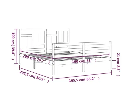 Voodiraam Peatsiga, 160 X 200 cm Täispuit
