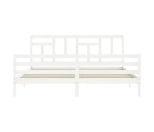 Gultas Rāmis Ar Galvgali, 200X200 Cm, Masīvkoks, Balts Vidaxl