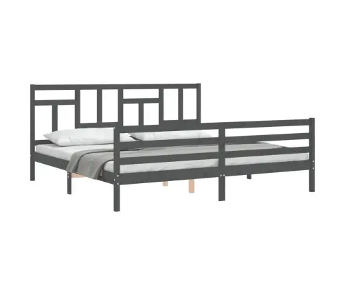Gultas Rāmis Ar Galvgali, 200X200 Cm, Masīvkoks, Pelēks Vidaxl