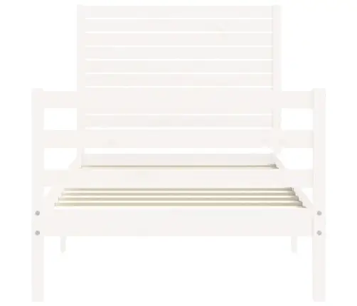Lovos Rėmas Su Galvūgaliu, Baltas, Medienos Masyvas, Vienvietis