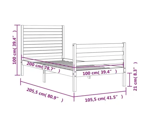 Lovos Rėmas Su Galvūgaliu, 100X200cm Medienos Masyvas