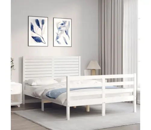 Voodiraam Peatsiga, Valge, 120 X 200 cm Täispuit