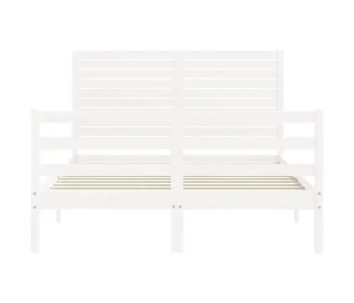 Voodiraam Peatsiga, Valge, 120 X 200 cm Täispuit