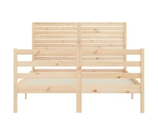 Gultas Rāmis Ar Galvgali, 140X200 Cm, Masīvkoks Vidaxl