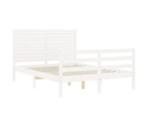 Voodiraam Peatsiga, Valge, 140 X 200 cm Täispuit