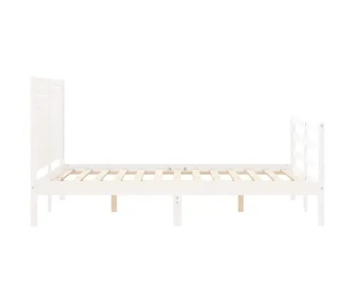 Voodiraam Peatsiga, Valge, 140 X 200 cm Täispuit