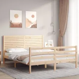 Lovos Rėmas Su Galvūgaliu, 160X200cm Medienos Masyvas Lovos Rėmas Su Galvūgaliu, 160X200cm Medienos Masyvas