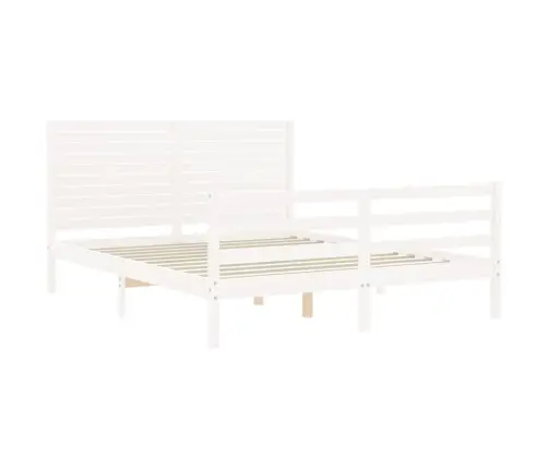 Voodiraam Peatsiga, Valge, 160 X 200 cm Täispuit