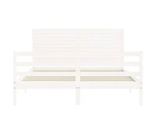 Voodiraam Peatsiga, Valge, 160 X 200 cm Täispuit