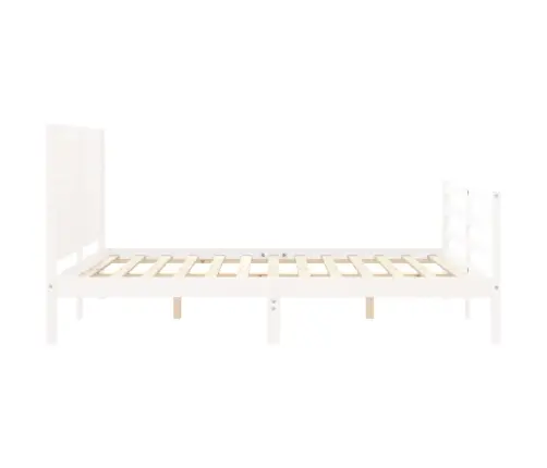 Voodiraam Peatsiga, Valge, 160 X 200 cm Täispuit