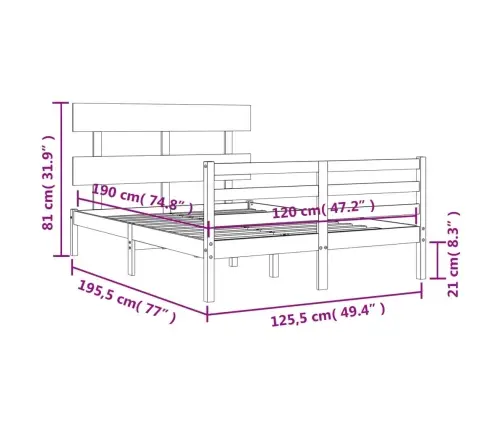 Lovos Rėmas Su Galvūgaliu, Baltas, Mediena, Mažas Dvivietis